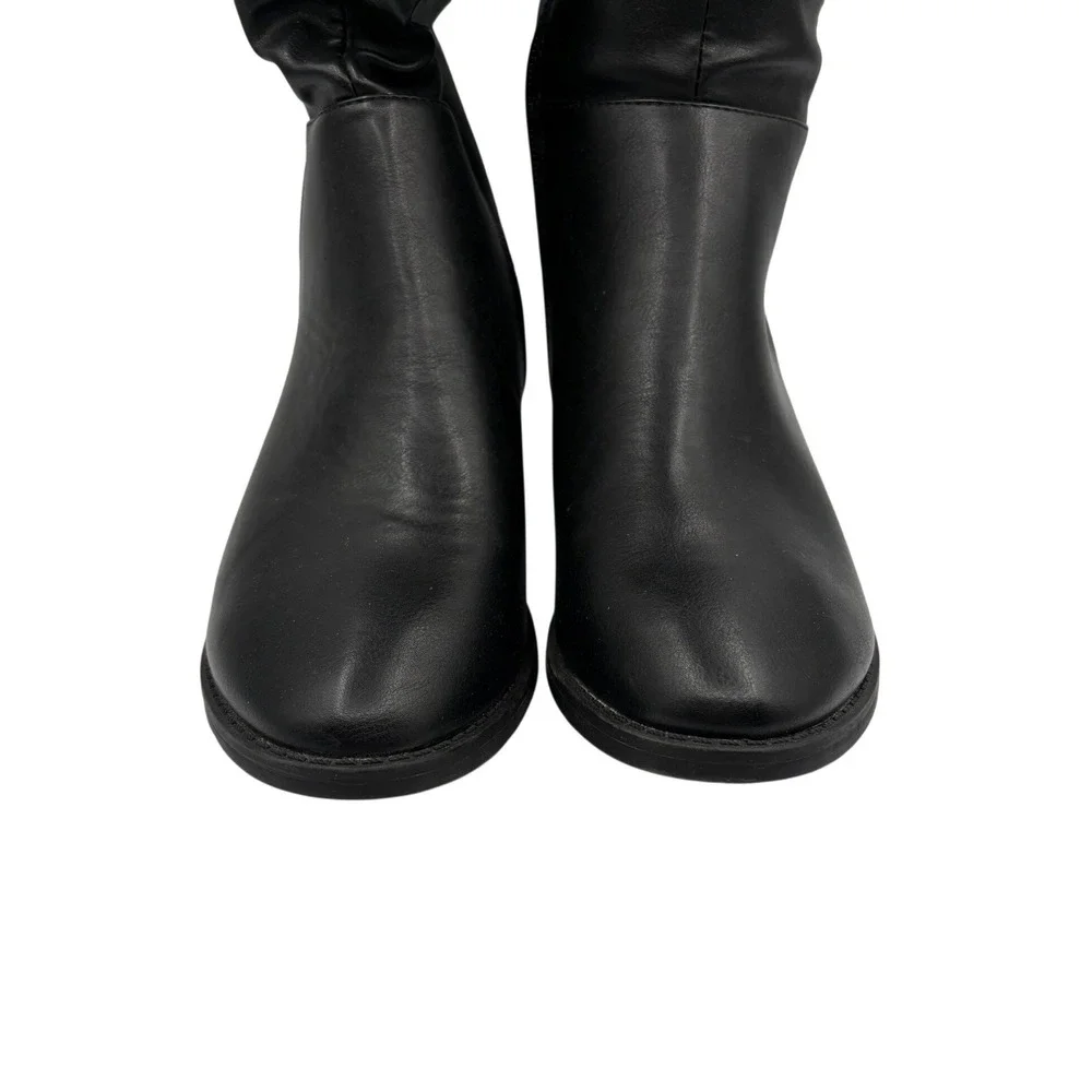 Sacha Over The Knee Boots Womens Size 7 Black New Fold Over Cuff Buckle Detail